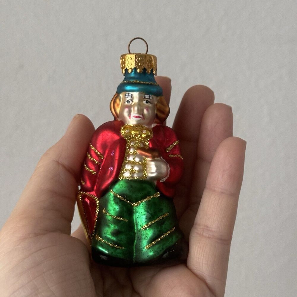 Vtg Circus Clown Glass Christmas Ornament‎ Hand Crafted Colorful Y2k